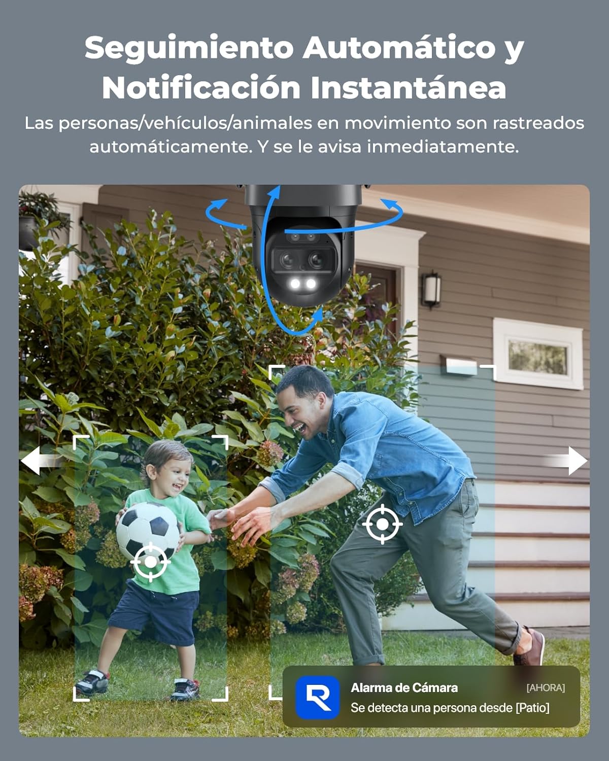Reolink 4K Wi-Fi 6 PTZ Camara Vigilancia WiFi Exterior con Doble Lente, Zoom Híbrido 6X, Detección de Personas/Vehículos/Animales, Seguimiento Automático, Visión Nocturna en Color, TrackMix WiFi Gris - 4