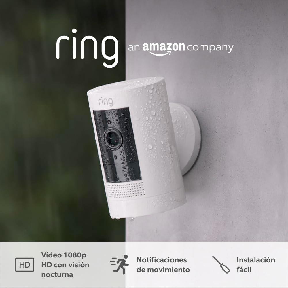Ring Cámara exterior con batería Pack de 3 (Stick Up Cam) + Cámara interior (Indoor Camera 2.ª gen.) | Cámaras de vigilancia wifi con vídeo HD, comunicación bidireccional | 30 días gratis de Ring Home - 1