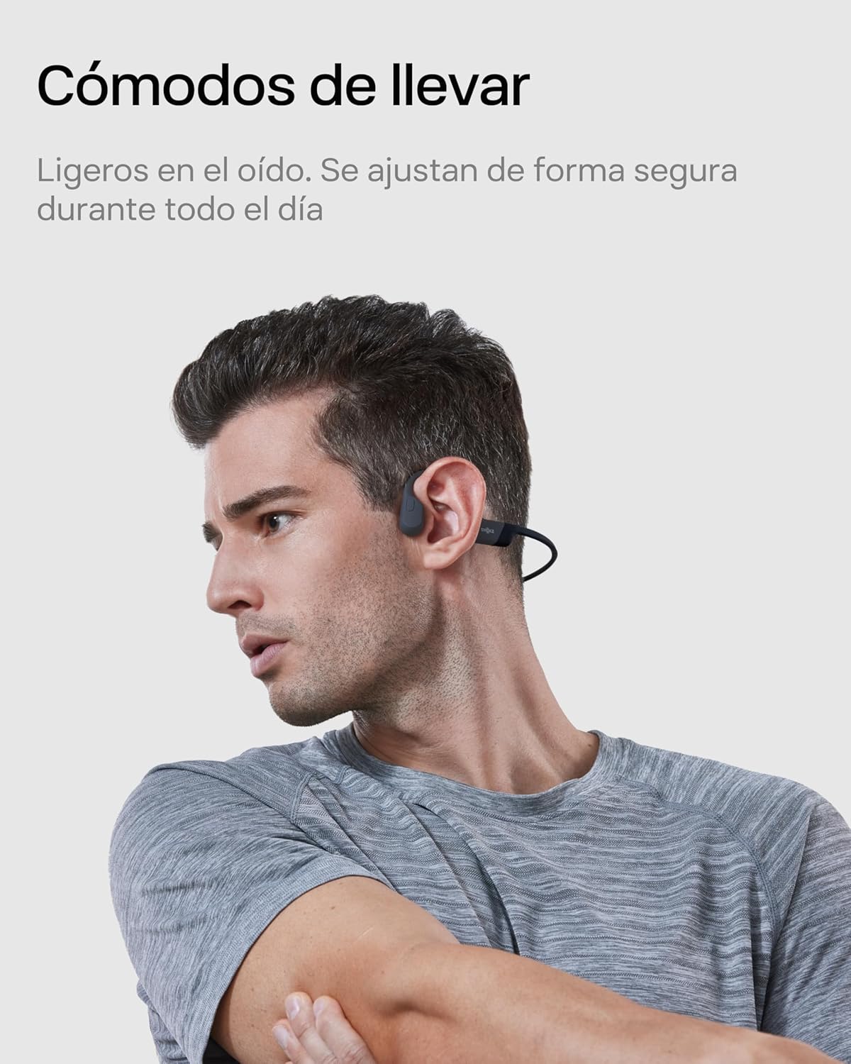 SHOKZ OpenRun Mini Auriculares Conducción Ósea, Deportivos Inalámbricos Bluetooth con Micrófono, Open-Ear de Oído Abierto Resistentes al Agua IP67 para Correr, USB-C, Negro - 3