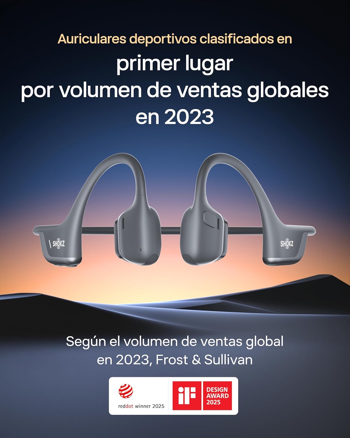 SHOKZ OpenRun Pro 2 Mini Auriculares Deportivos de Conducción Ósea, Inalámbricos Bluetooth 5.3, Micrófonos con Cancelación de Ruido, Resistente al Agua IP55, 12h Reproducción, Carga Rápida USB-C - 2