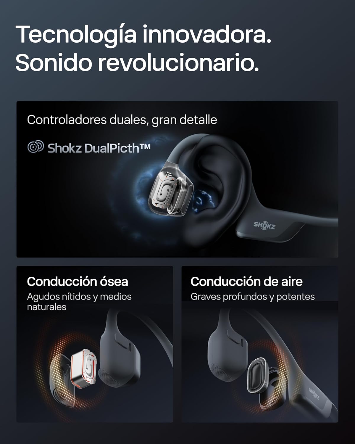 SHOKZ OpenRun Pro 2 Mini Auriculares Deportivos de Conducción Ósea, Inalámbricos Bluetooth 5.3, Micrófonos con Cancelación de Ruido, Resistente al Agua IP55, 12h Reproducción, Carga Rápida USB-C - 4