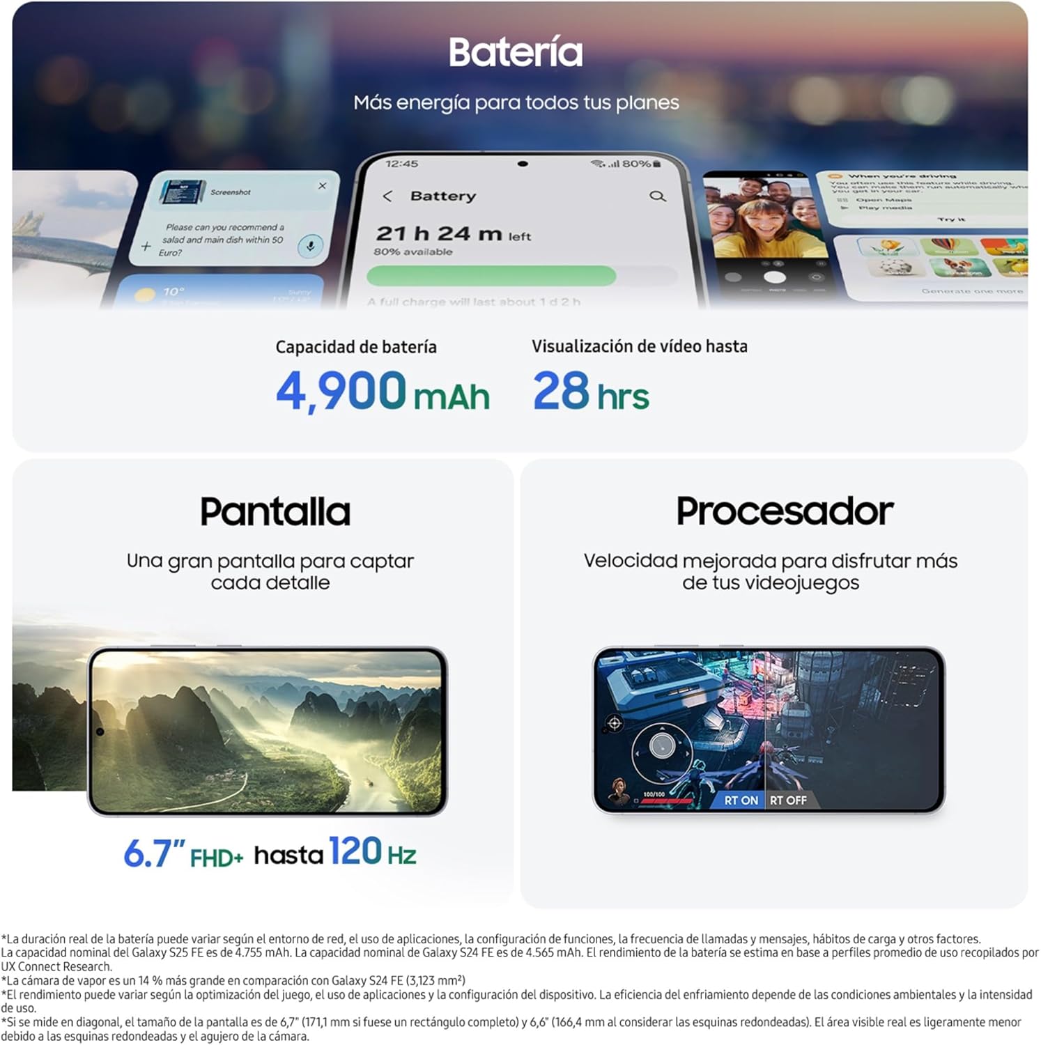 Samsung Galaxy S25 FE 512GB, Teléfono Móvil con IA, Marco Ligero 7,5mm, Pantalla FHD+ 6,7", Cámara 50MP, Exynos 2400, 8GB RAM, Garantía Fabricante 3 Años + 1 Año Extra, Azul Glacial (Versión Española) - 5