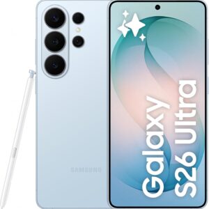 Samsung Galaxy S26 Ultra, 256GB, Smartphone con Galaxy AI, Cámara 200MP, 12GB RAM, Batería 5000mAh, Garantía del Fabricante 3 Años+1 Año Extra, Color Azul Cielo (Versión Española)