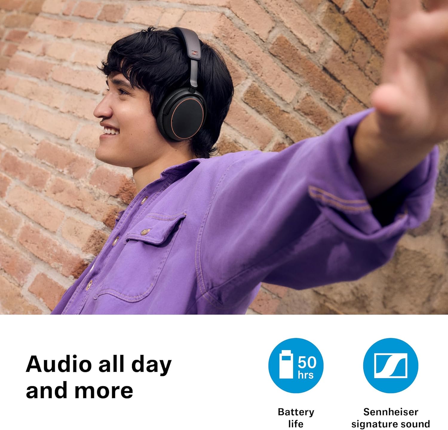 Sennheiser ACCENTUM Edición Especial - ACCENTUM Auriculares Bluetooth BTD 600 - Duración de la batería de 50 Horas, tecnología híbrida ANC, dongle con Adaptador USB-A/USB-C - Negro/Cobre - 2