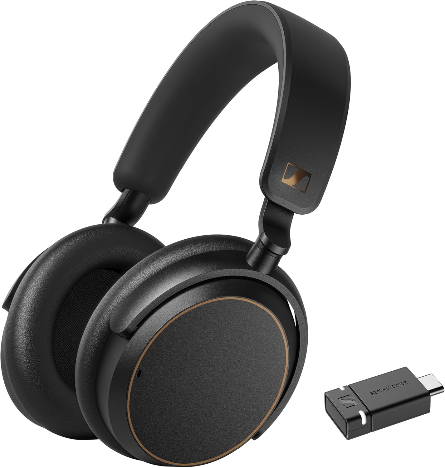 Sennheiser ACCENTUM Edición Especial - ACCENTUM Auriculares Bluetooth BTD 600 - Duración de la batería de 50 Horas, tecnología híbrida ANC, dongle con Adaptador USB-A/USB-C - Negro/Cobre - 1