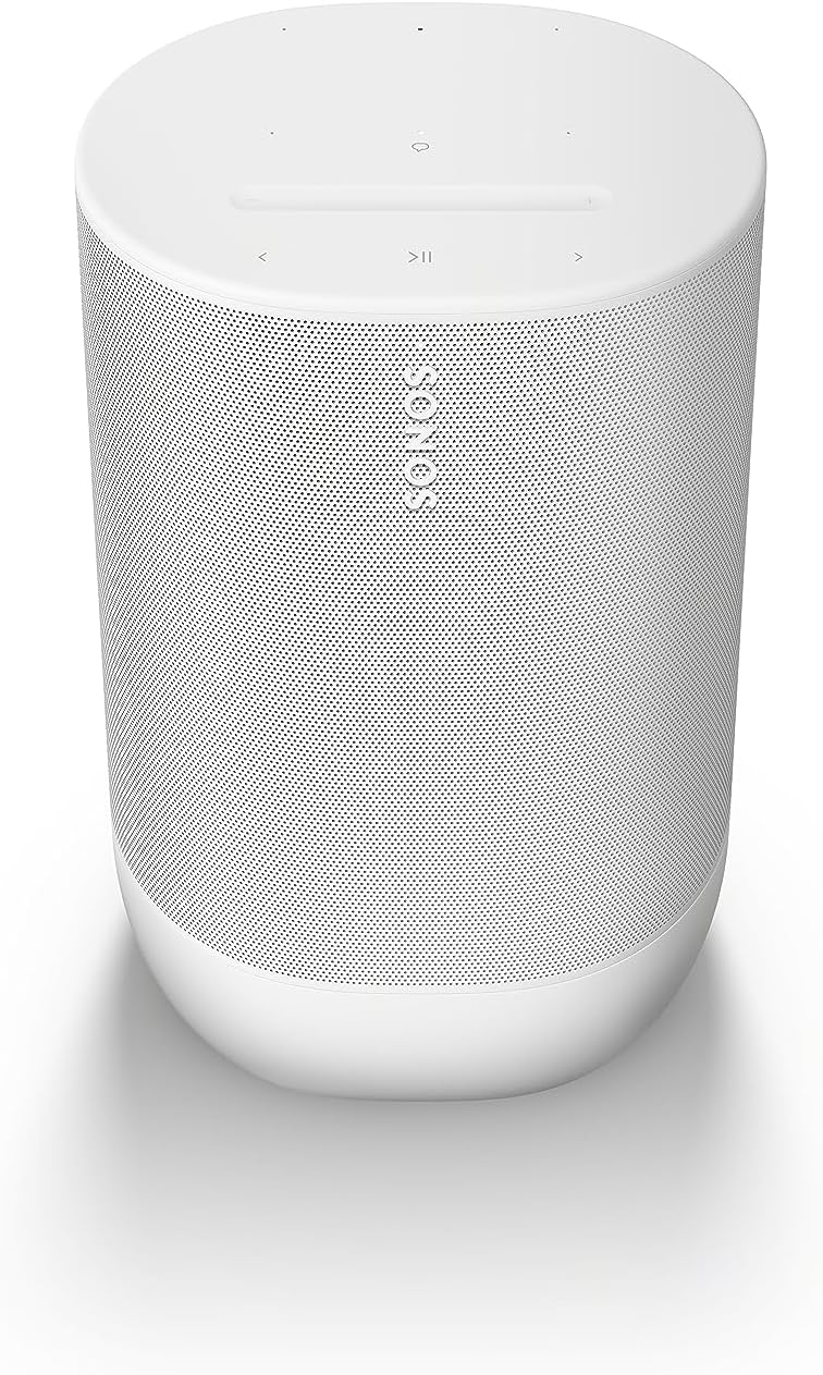 Sonos Move 2 | Altavoz inalámbrico portátil con Wi-Fi, Bluetooth, Compatible con Amazon Alexa, 24 Horas de reproducción y Base de Carga inalámbrica - Blanco - 1