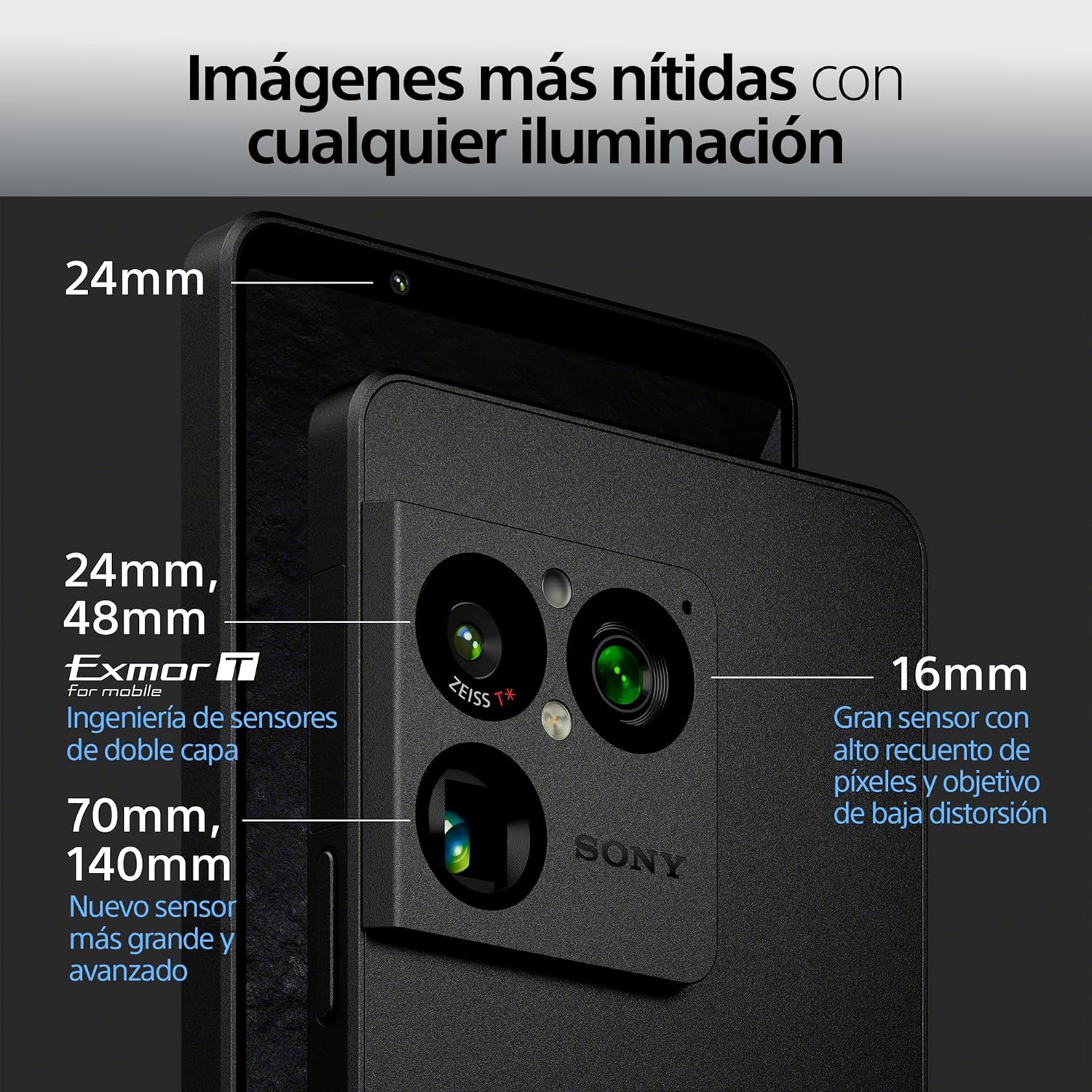 Sony Xperia 1 VIII - Pantalla OLED HDR FHD+ de 6,5" 19,5:9 120Hz, Triple cámara con Nuevo teleobjetivo, Xperia AI, Batería 2 días, Audio 3,5 mm, Dual SIM, Plata Iolita - 6