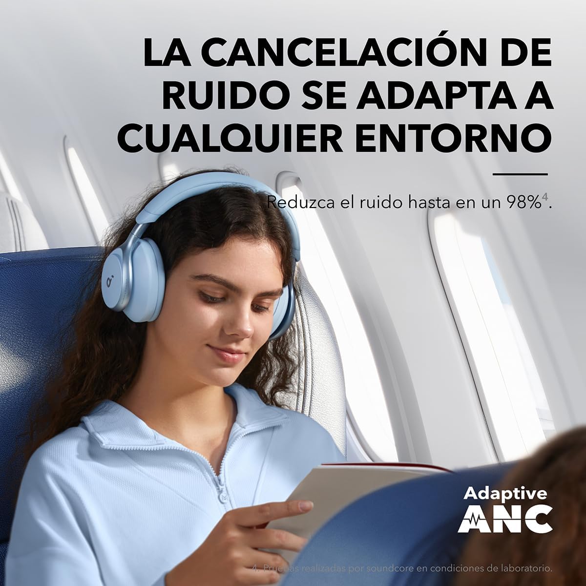 Soundcore de Anker Space One Auriculares Cancelación Ruido Activa Adaptativa, Cascos Inalambricos Bluetooth Reducción de Voz Humana 2X más Fuerte, 40H ANC, Control de App, LDAC Hi-Res Wireless Audio - 3