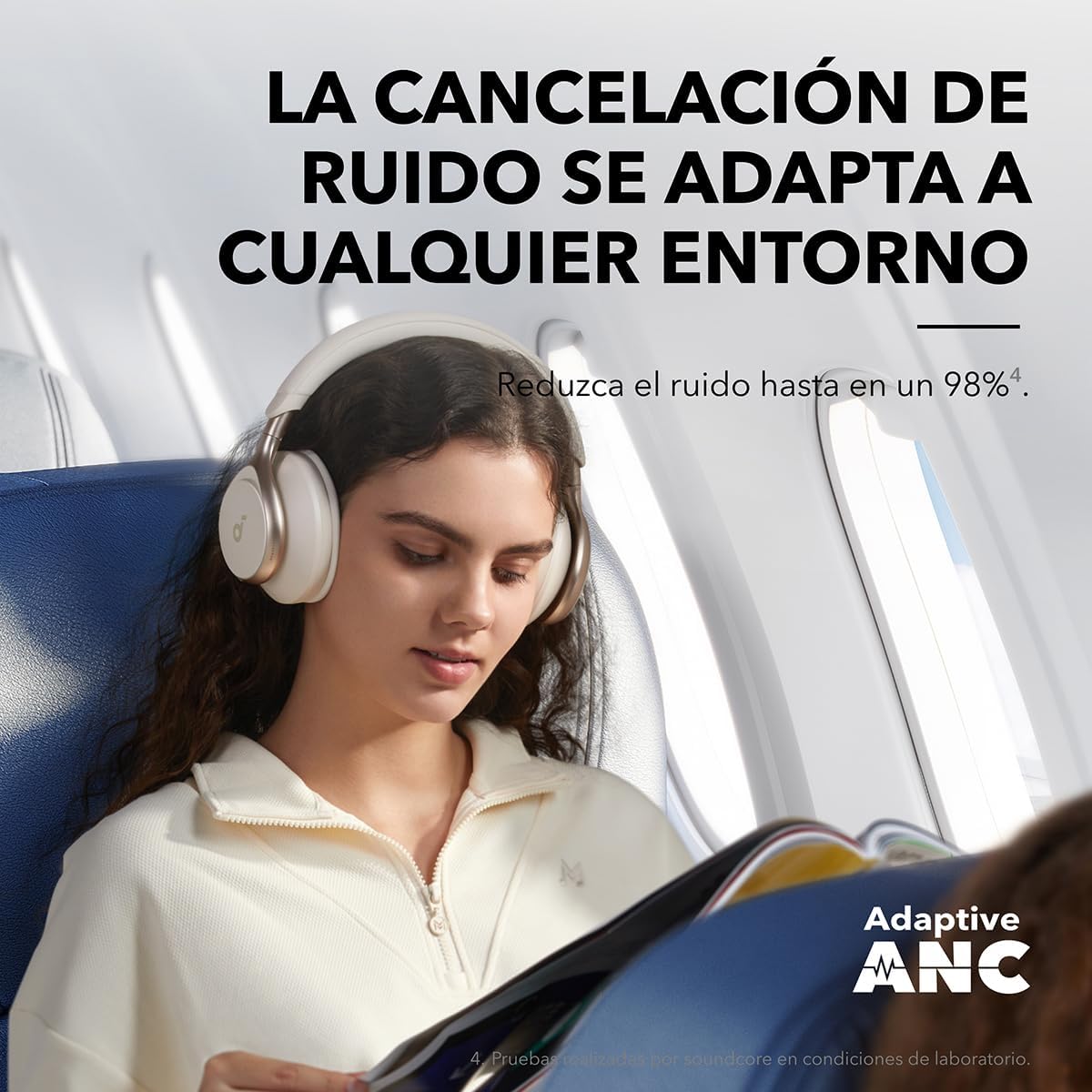 Soundcore de Anker Space One Auriculares Cancelación Ruido Activa Adaptativa, Cascos Inalambricos Bluetooth Reducción de Voz Humana 2X más Fuerte, 40H ANC, Control de App, LDAC Hi-Res Wireless Audio - 3