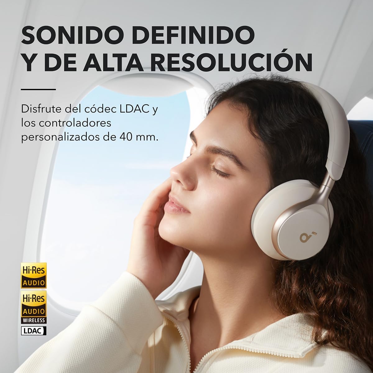 Soundcore de Anker Space One Auriculares Cancelación Ruido Activa Adaptativa, Cascos Inalambricos Bluetooth Reducción de Voz Humana 2X más Fuerte, 40H ANC, Control de App, LDAC Hi-Res Wireless Audio - 4