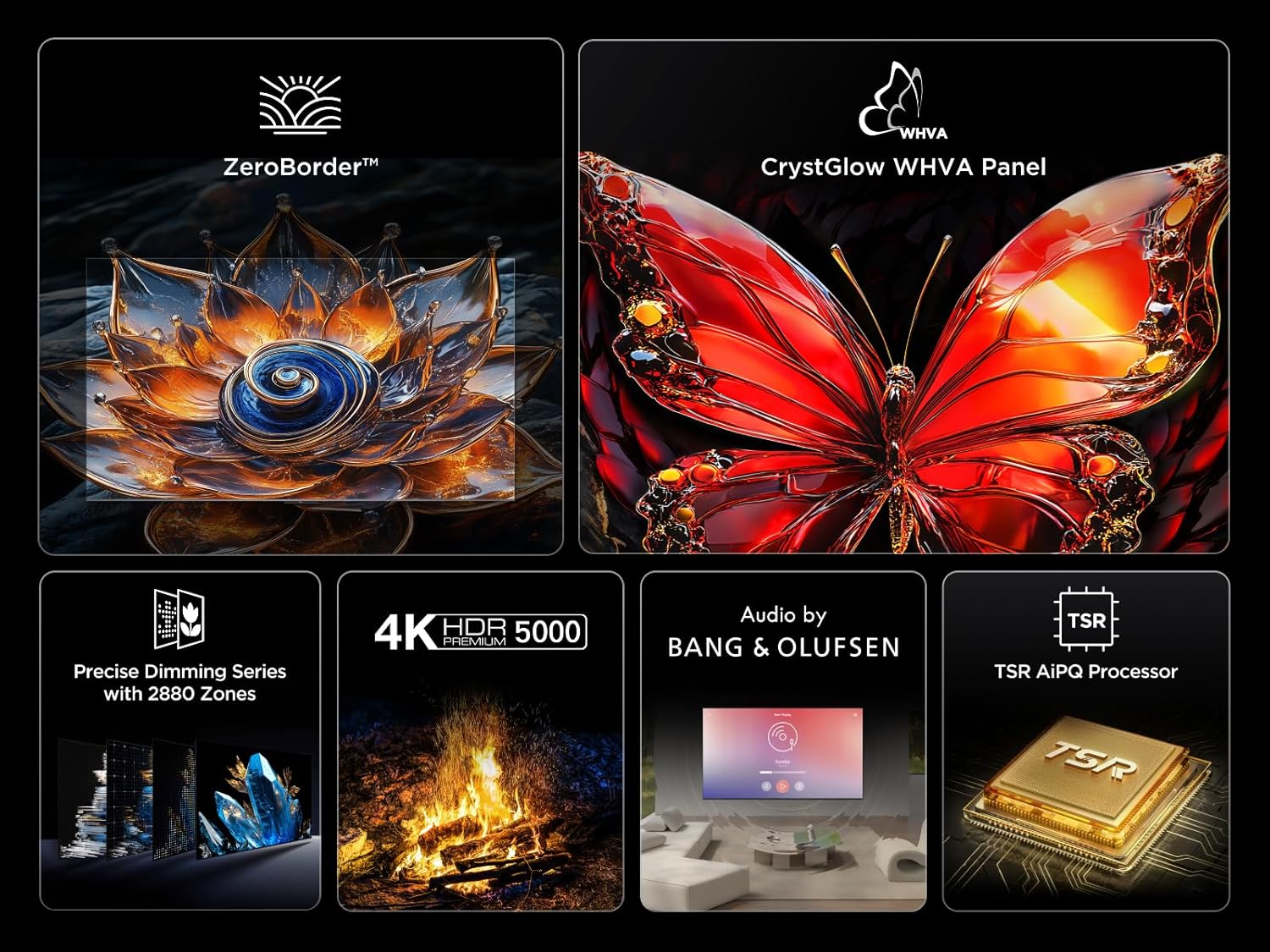 TCL 85Q8C Televisor 85 Pulgadas QD-Mini LED 4K Smart TV, 5000 nits HDR Premium, Bang & Olufsen, ZeroBorder, Google TV, Dolby Vision IQ y Atmos, Game Master - 4