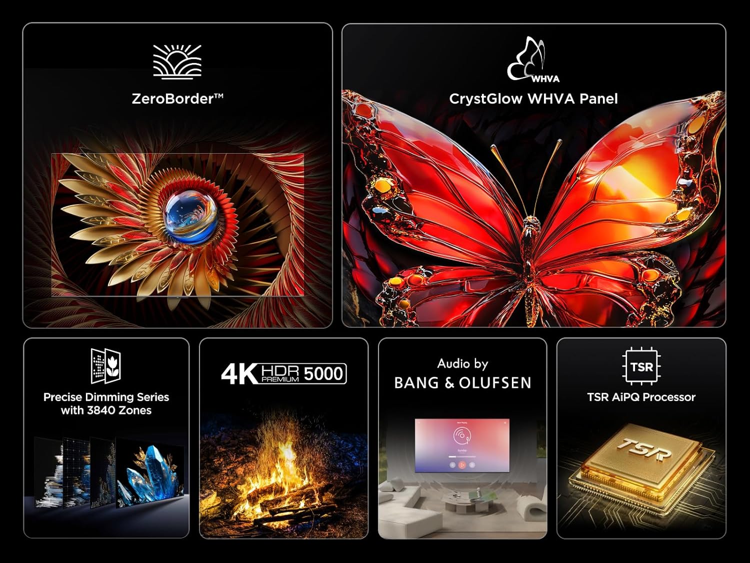 TCL 98C8K Televisor 98 Pulgadas QD-Mini LED 4K Smart TV, 5000 nits HDR Premium, 144Hz, ZeroBorder, Bang & Olufsen, Google TV, Dolby Vision IQ y Atmos, Panel WHVA, Game Master - 4