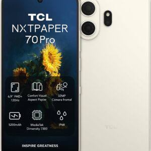 TCL NXTPAPER 70 Pro Smartphone 5G - Dorado | Pantalla 6,9" FHD+ 120Hz NXTPAPER 4.0 | CPL Antirreflectante | Protección Ocular | Cámara 50 MP OIS | 8 GB + 512 GB | Dimensity 7300 | MuseFilm