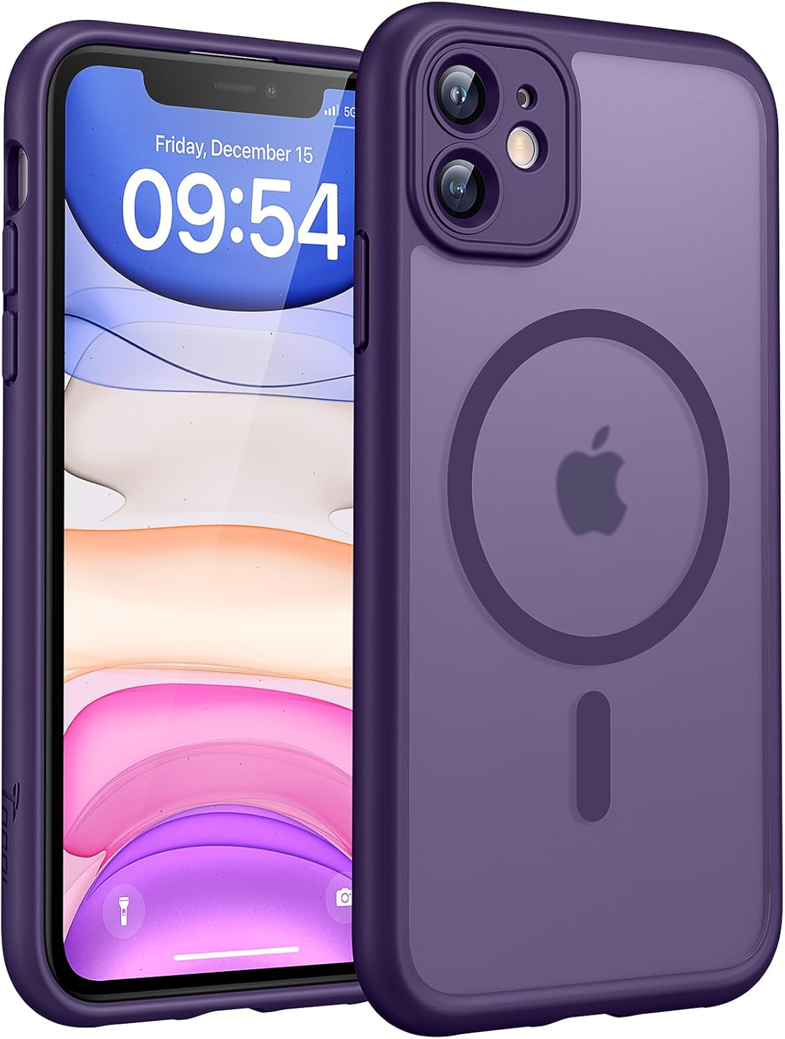 TOCOL Funda para iPhone 11, Funda Magnética para iPhone 11 6,1 Pulgadas [Protección Lente Cámara] [Protección Militar] Translúcida Mate Trasera, Púrpura Medianoche - 1