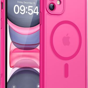 TOCOL Funda para iPhone 11, Funda Magnética para iPhone 11 6,1 Pulgadas [Protección Lente Cámara] [Protección Militar] Translúcida Mate Trasera, Rosado