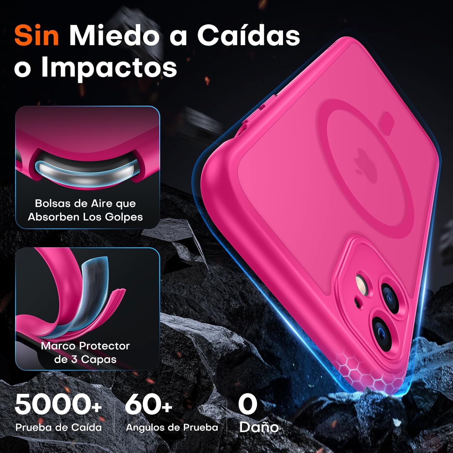 TOCOL Funda para iPhone 11, Funda Magnética para iPhone 11 6,1 Pulgadas [Protección Lente Cámara] [Protección Militar] Translúcida Mate Trasera, Rosado - 4