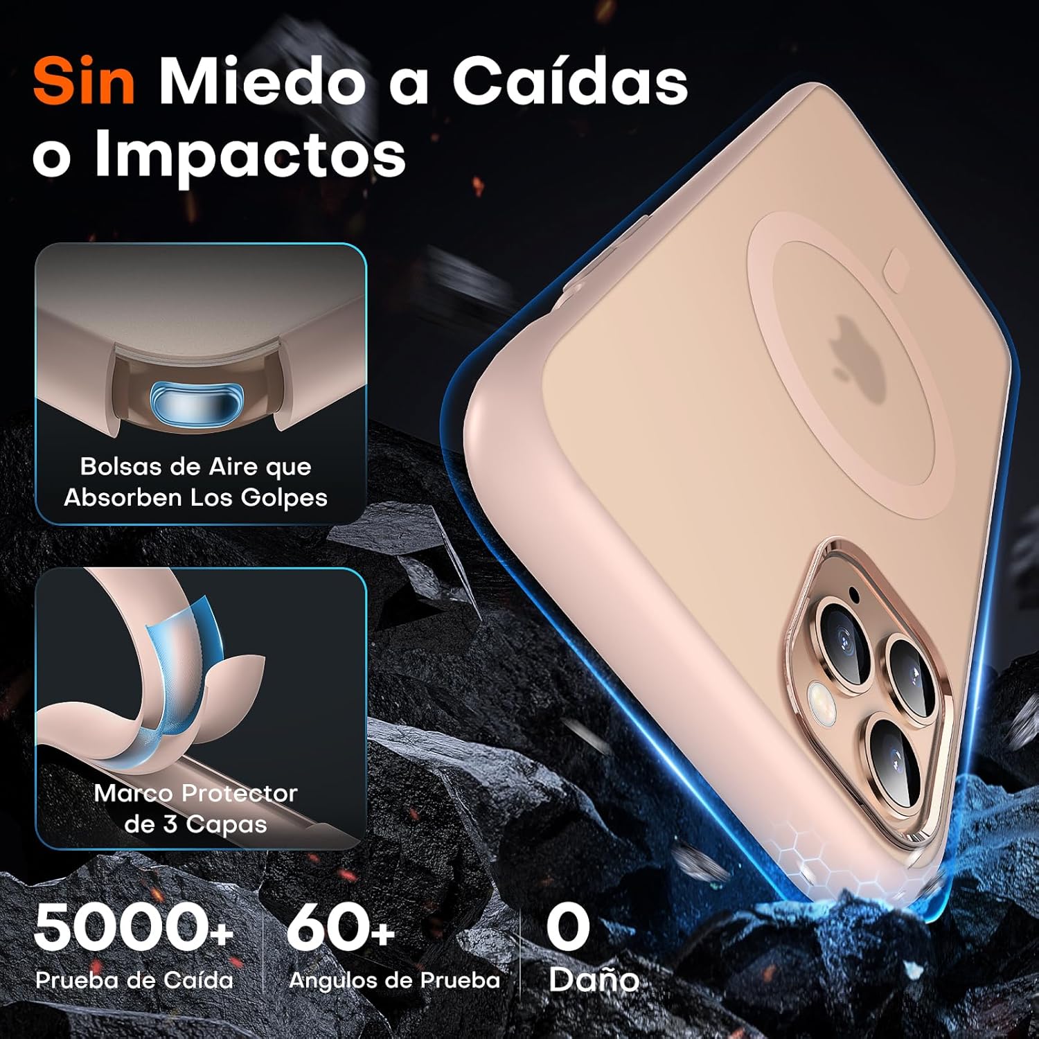 TOCOL Funda para iPhone 11 Pro MAX, Funda Magnética para iPhone 11 Pro MAX 6,5 Pulgadas, Protección Lente Cámara, Protección Militar, Translúcida Mate Trasera, Desierto - 4