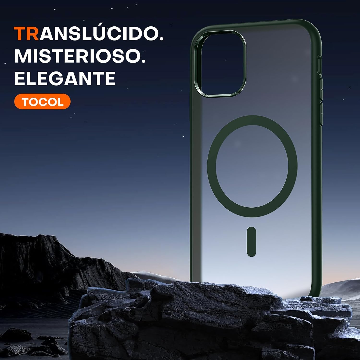 TOCOL Funda para iPhone 11 Pro MAX, Funda Magnética para iPhone 11 Pro MAX 6,5 Pulgadas, Protección Lente Cámara, Protección Militar, Translúcida Mate Trasera, Verde Alpino - 5