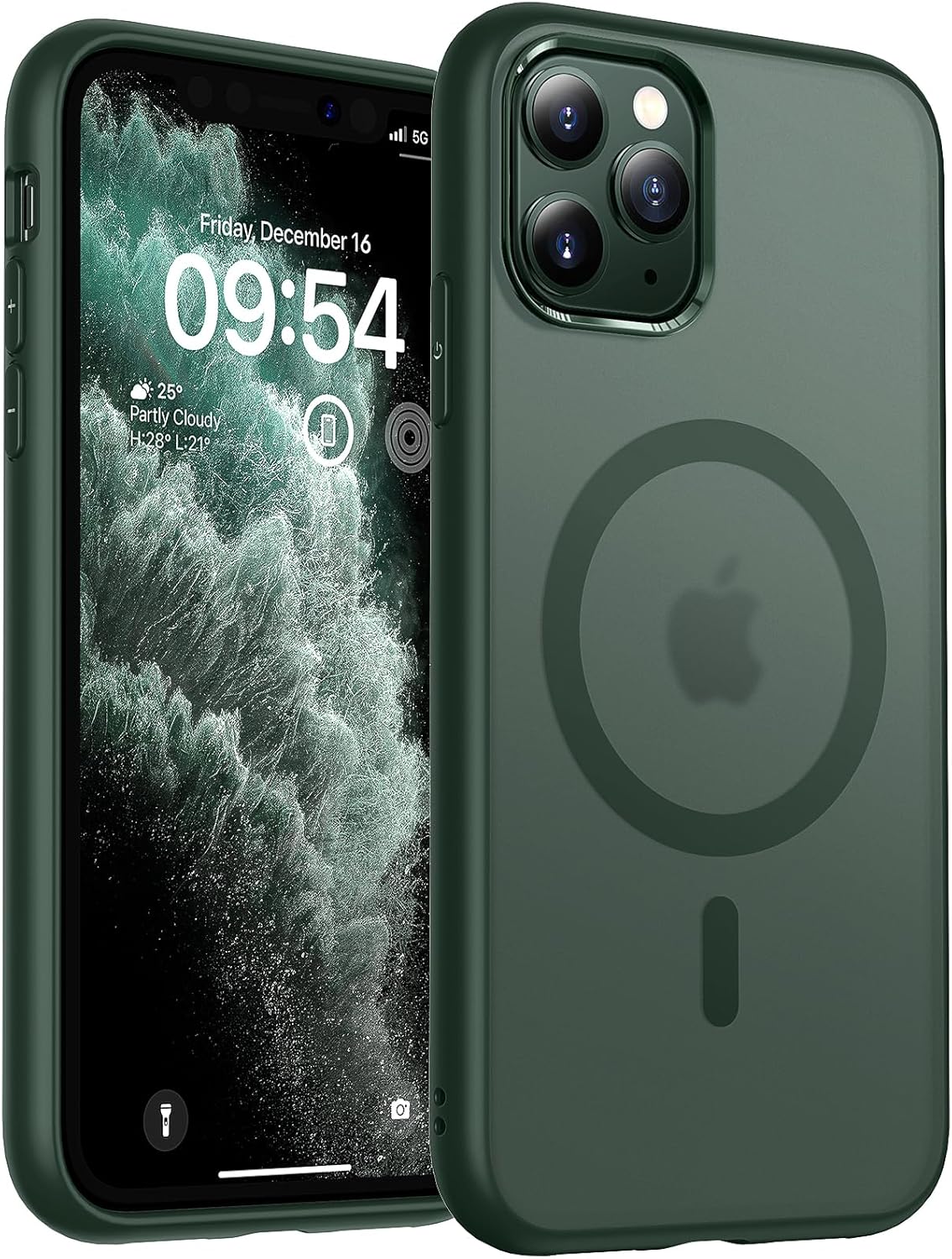 TOCOL Funda para iPhone 11 Pro MAX, Funda Magnética para iPhone 11 Pro MAX 6,5 Pulgadas, Protección Lente Cámara, Protección Militar, Translúcida Mate Trasera, Verde Alpino - 1