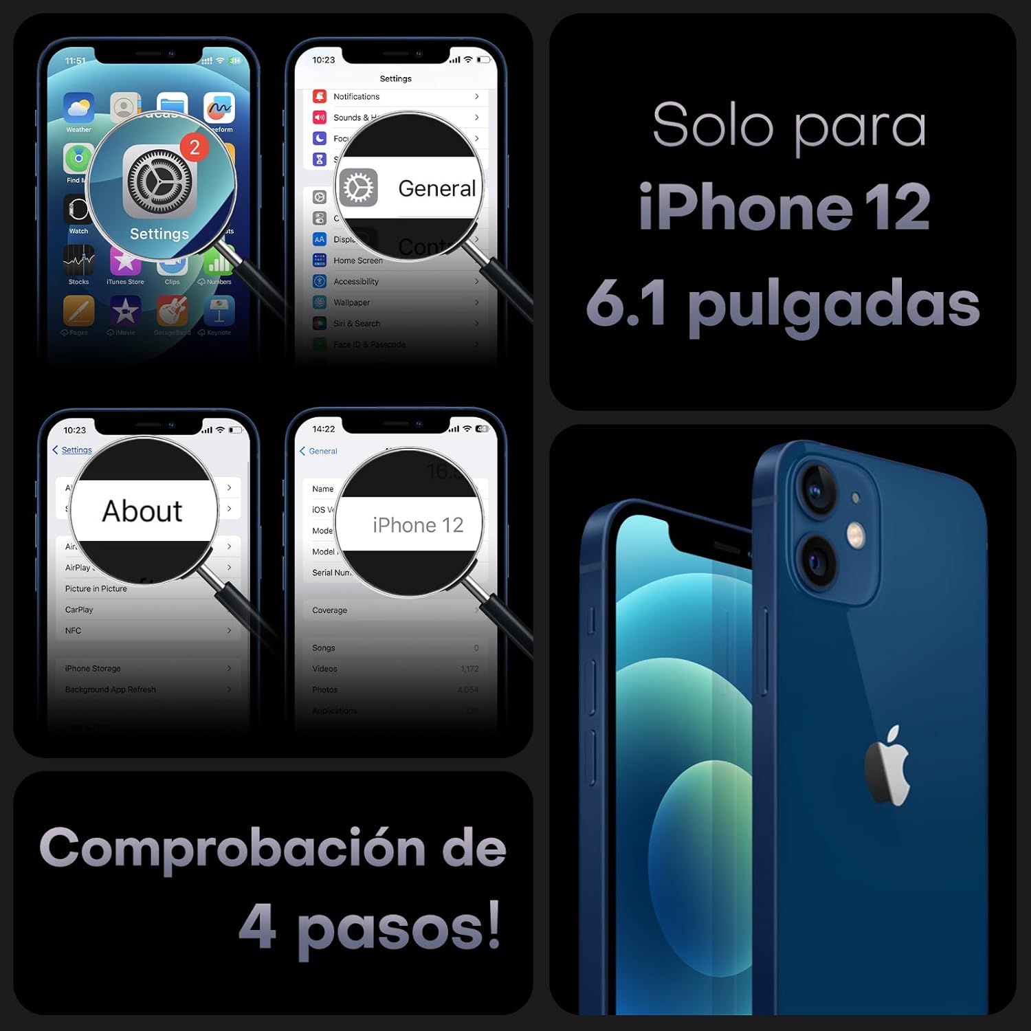 TOCOL Funda para iPhone 12, Funda Magnética para iPhone 12 6,1 Pulgadas [Protección Lente Cámara] [Protección Militar] Translúcida Mate Trasera, Azul Marino - 2