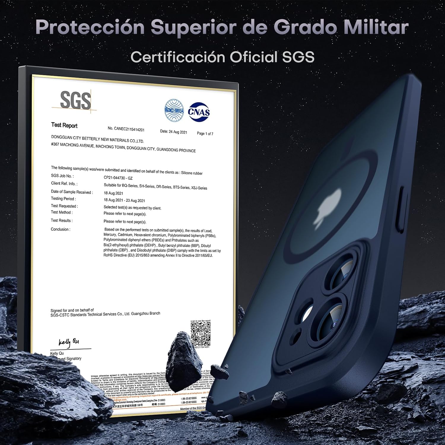 TOCOL Funda para iPhone 12, Funda Magnética para iPhone 12 6,1 Pulgadas [Protección Lente Cámara] [Protección Militar] Translúcida Mate Trasera, Azul Marino - 5