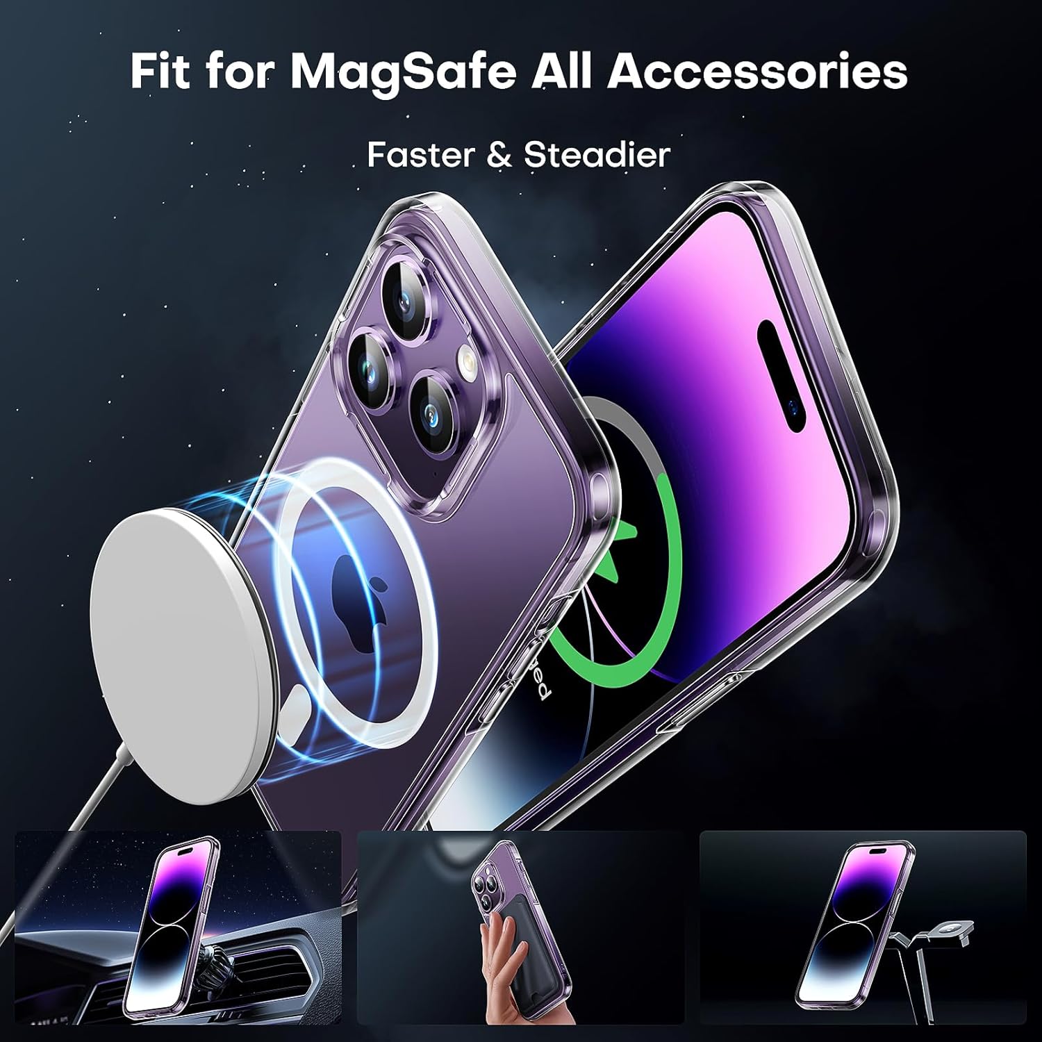 TOCOL Funda para iPhone 13 Pro, Funda Magnética para iPhone 13 Pro 6,1 Pulgadas [Protección Lente Cámara] [Protección Militar], Transparente - 2