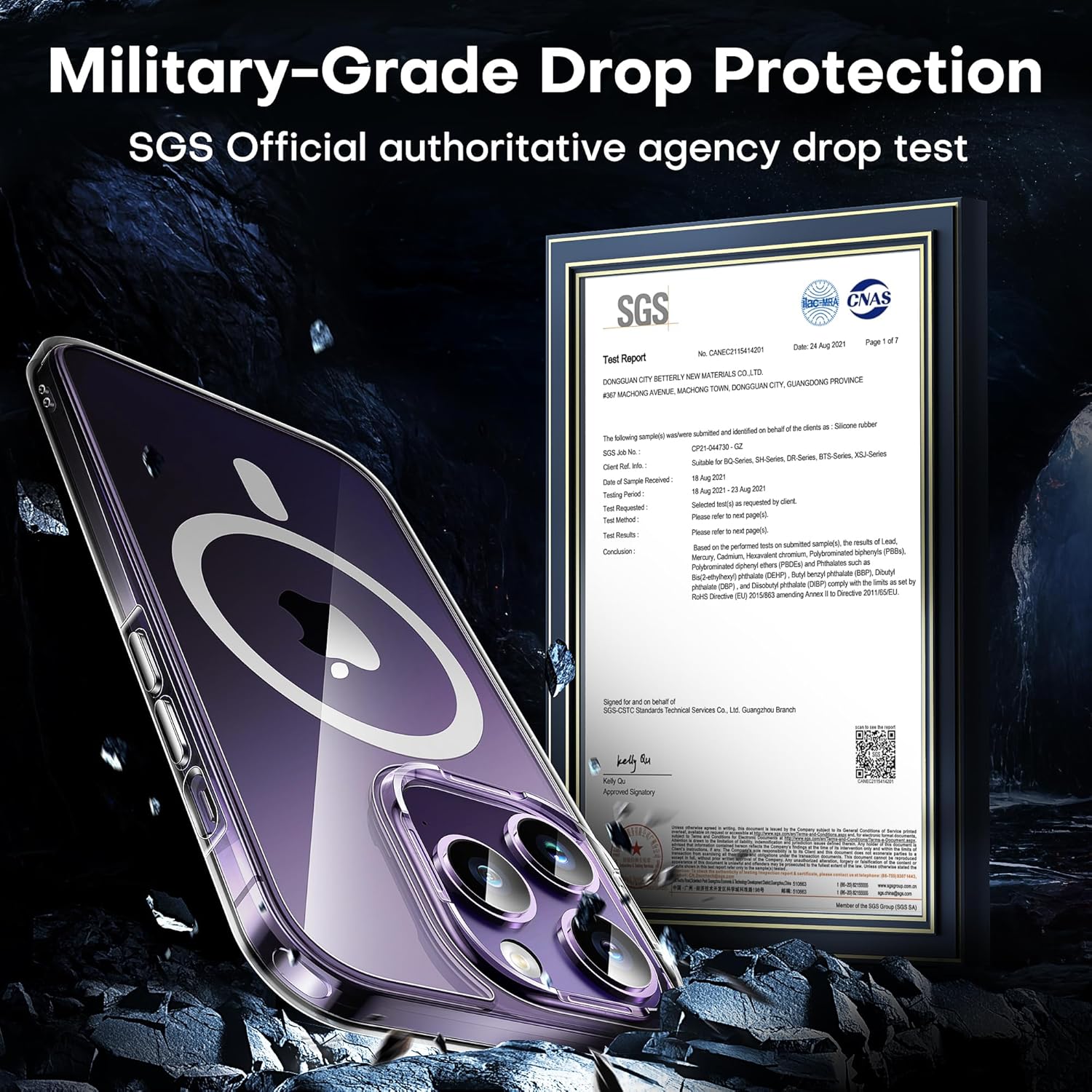 TOCOL Funda para iPhone 13 Pro, Funda Magnética para iPhone 13 Pro 6,1 Pulgadas [Protección Lente Cámara] [Protección Militar], Transparente - 3