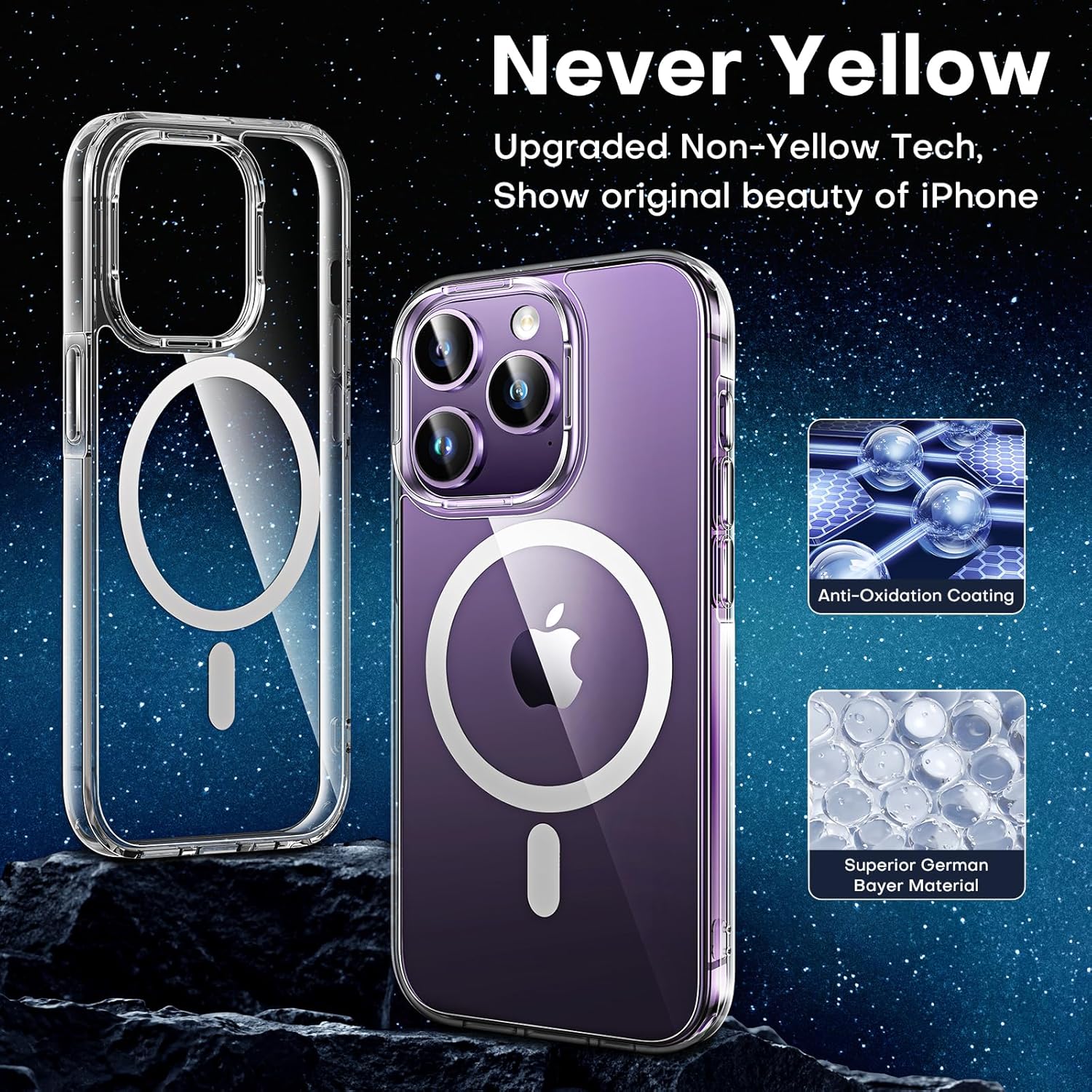 TOCOL Funda para iPhone 13 Pro, Funda Magnética para iPhone 13 Pro 6,1 Pulgadas [Protección Lente Cámara] [Protección Militar], Transparente - 4