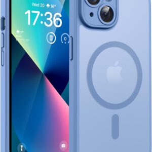 TOCOL Funda para iPhone 13 para MagSafe, protección completa de la cámara, anillo magnético integrado, resistente a los golpes, resistente a los arañazos, translúcido mate, funda para iPhone 13 de 6,1