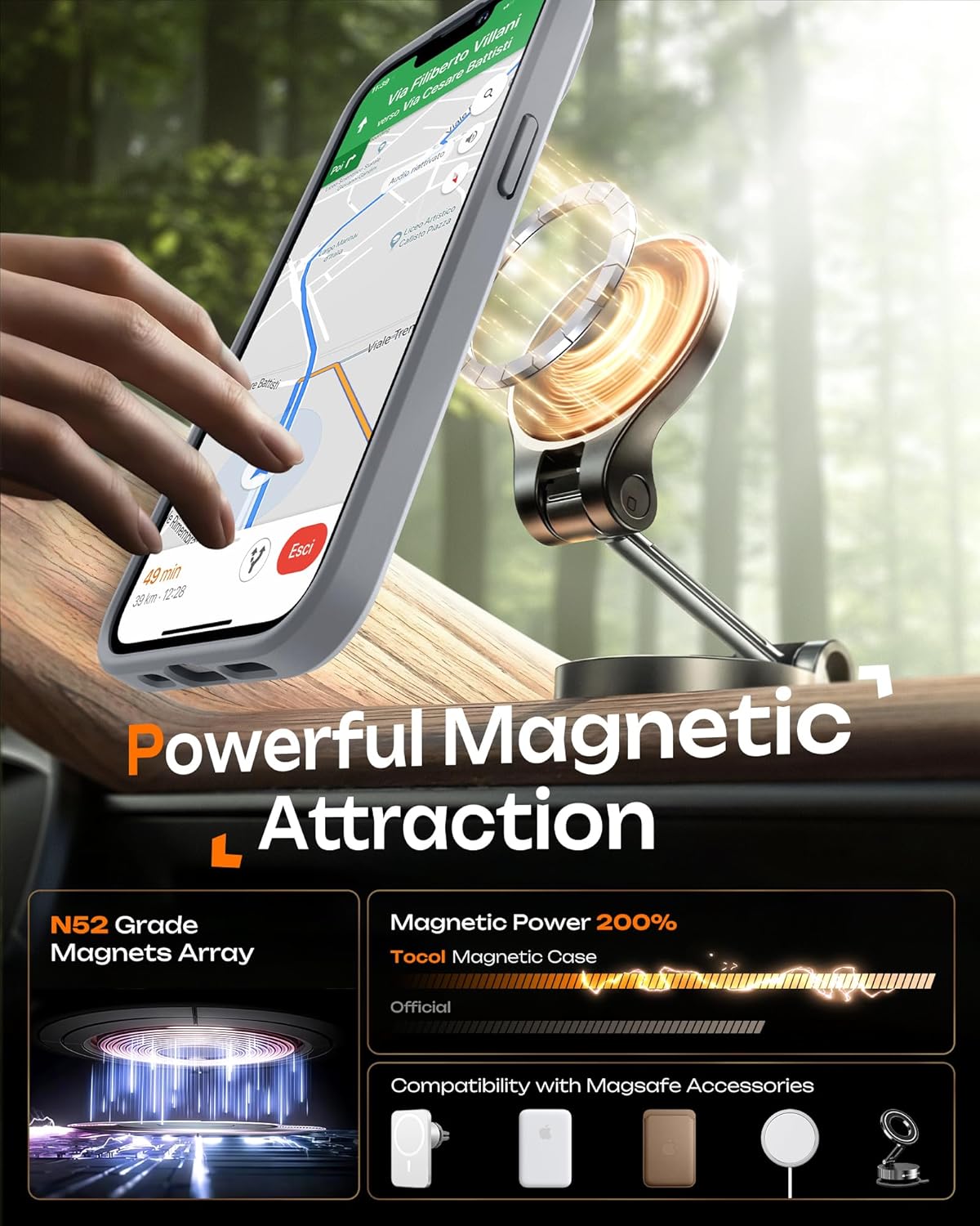 TOCOL Funda para iPhone 13 para MagSafe, protección completa de la cámara, anillo magnético integrado, resistente a los golpes, resistente a los arañazos, translúcido mate, funda para iPhone 13 de 6,1 - 4