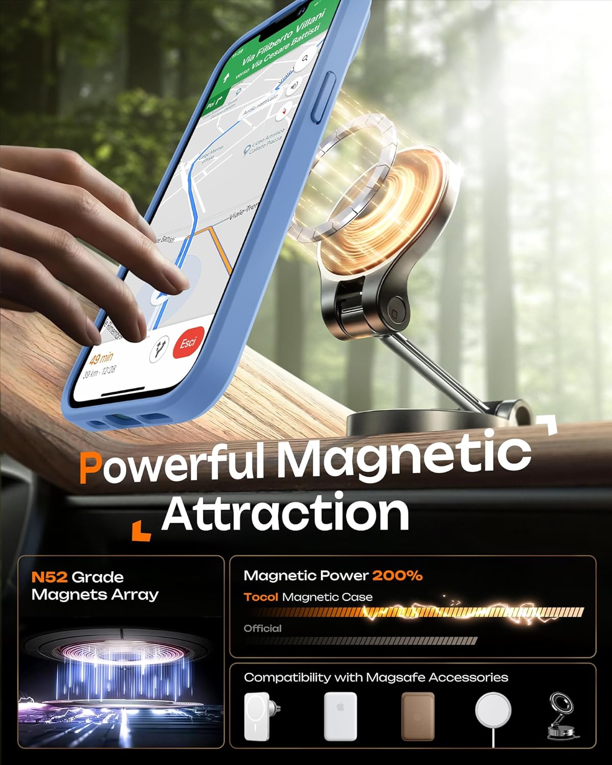 TOCOL Funda para iPhone 13 para MagSafe, protección completa de la cámara, anillo magnético integrado, resistente a los golpes, resistente a los arañazos, translúcido mate, funda para iPhone 13 de 6,1 - 4