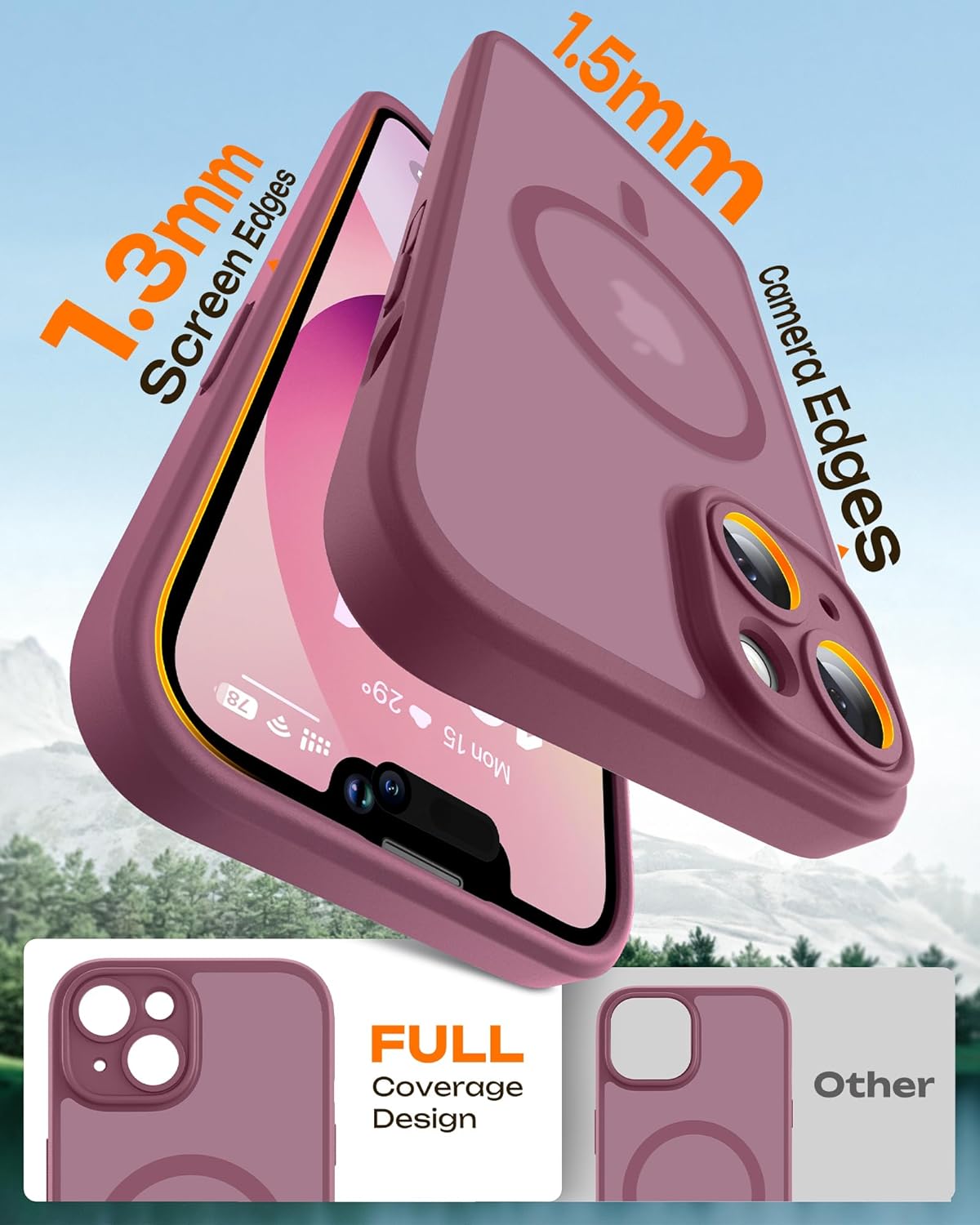 TOCOL Funda para iPhone 13 para MagSafe, protección completa de la cámara, anillo magnético integrado, resistente a los golpes, resistente a los arañazos, translúcido mate, funda para iPhone 13 de 6,1 - 6