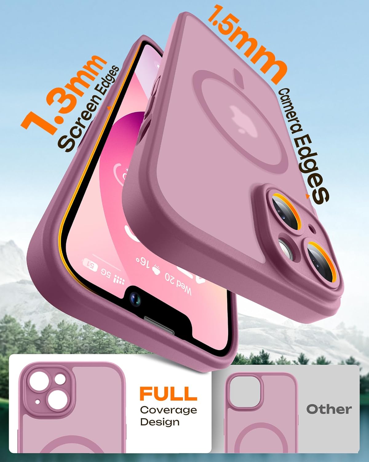TOCOL Funda para iPhone 13 para MagSafe, protección completa de la cámara, anillo magnético integrado, resistente a los golpes, resistente a los arañazos, translúcido mate, funda para iPhone 13 de 6,1 - 6