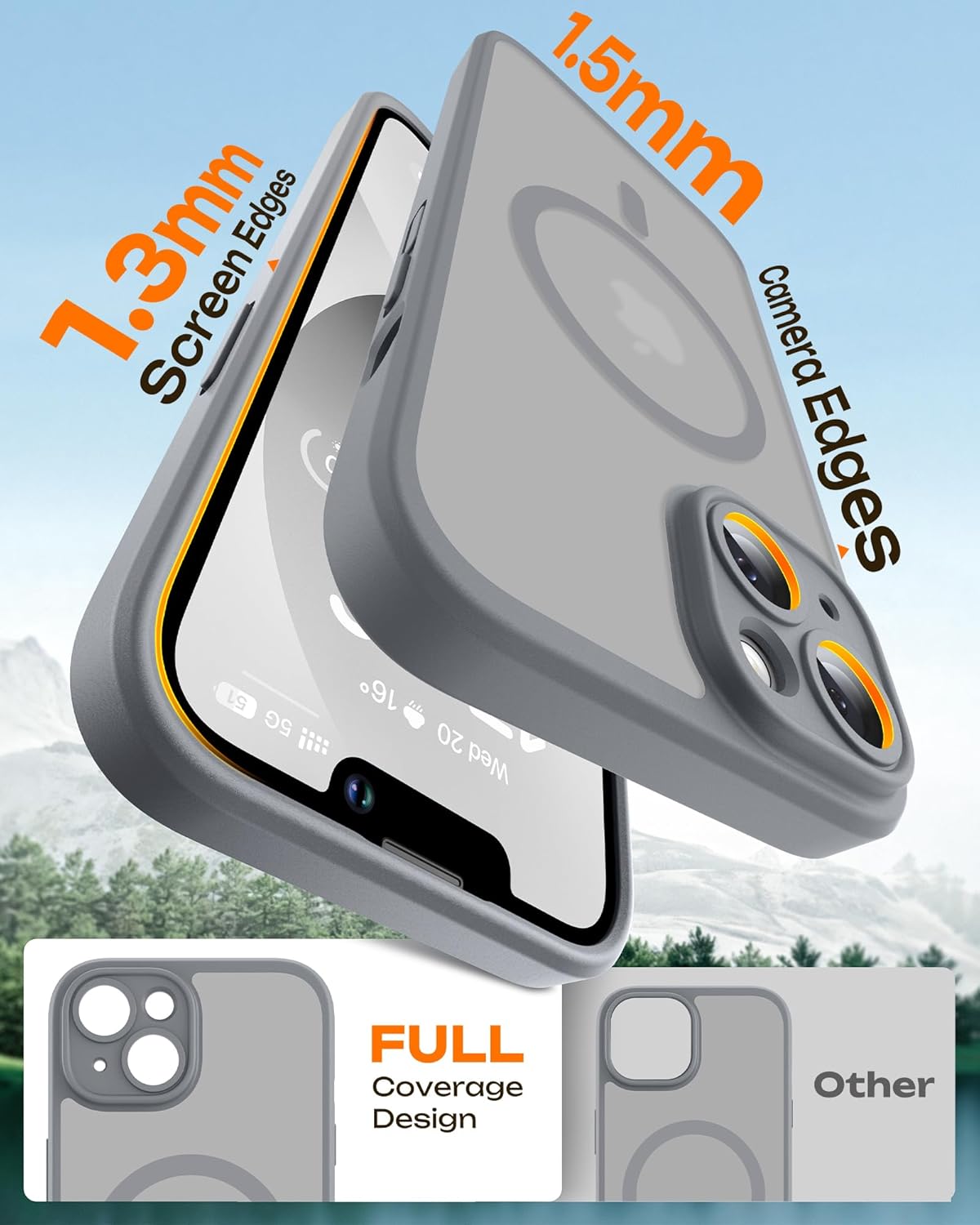 TOCOL Funda para iPhone 13 para MagSafe, protección completa de la cámara, anillo magnético integrado, resistente a los golpes, resistente a los arañazos, translúcido mate, funda para iPhone 13 de 6,1 - 6