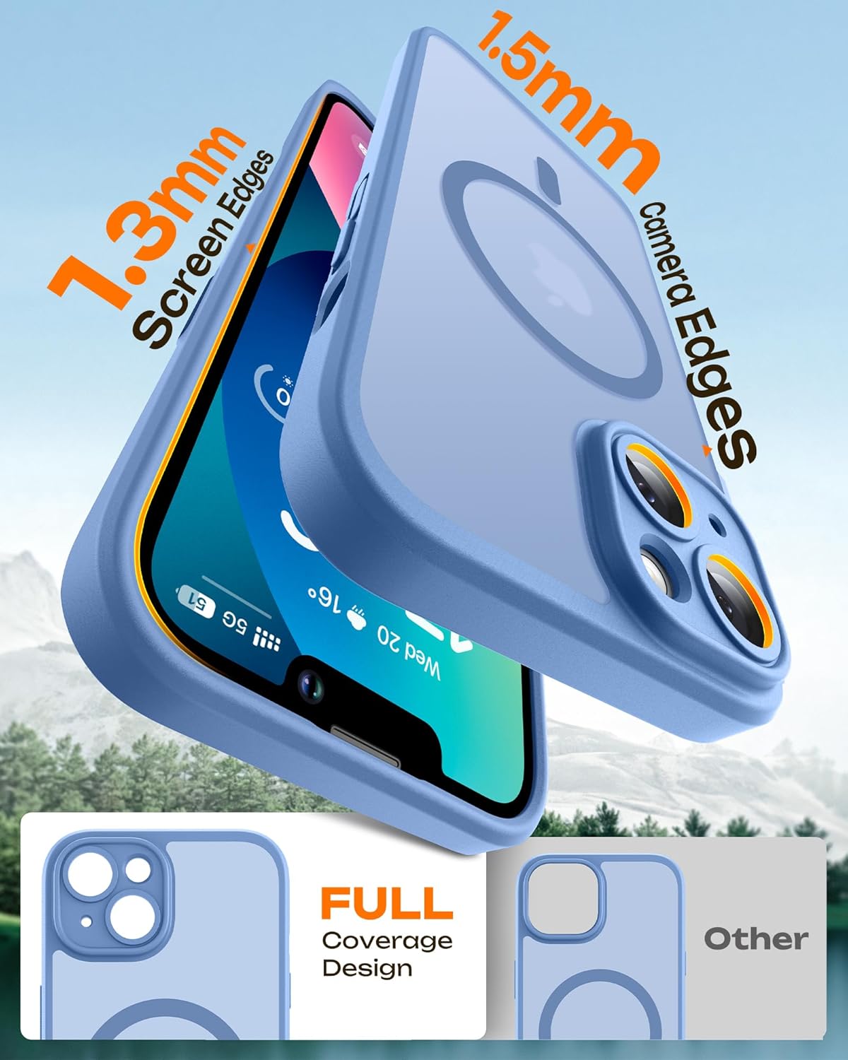 TOCOL Funda para iPhone 13 para MagSafe, protección completa de la cámara, anillo magnético integrado, resistente a los golpes, resistente a los arañazos, translúcido mate, funda para iPhone 13 de 6,1 - 6
