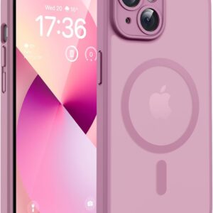 TOCOL Funda para iPhone 13 para MagSafe, protección completa de la cámara, anillo magnético integrado, resistente a los golpes, resistente a los arañazos, translúcido mate, funda para iPhone 13 de 6,1