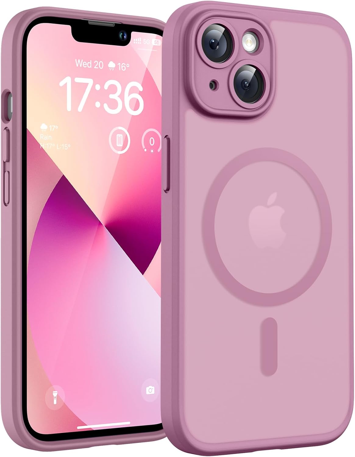 TOCOL Funda para iPhone 13 para MagSafe, protección completa de la cámara, anillo magnético integrado, resistente a los golpes, resistente a los arañazos, translúcido mate, funda para iPhone 13 de 6,1 - 1