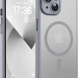 TOCOL Funda para iPhone 13 para MagSafe, protección completa de la cámara, anillo magnético integrado, resistente a los golpes, resistente a los arañazos, translúcido mate, funda para iPhone 13 de 6,1