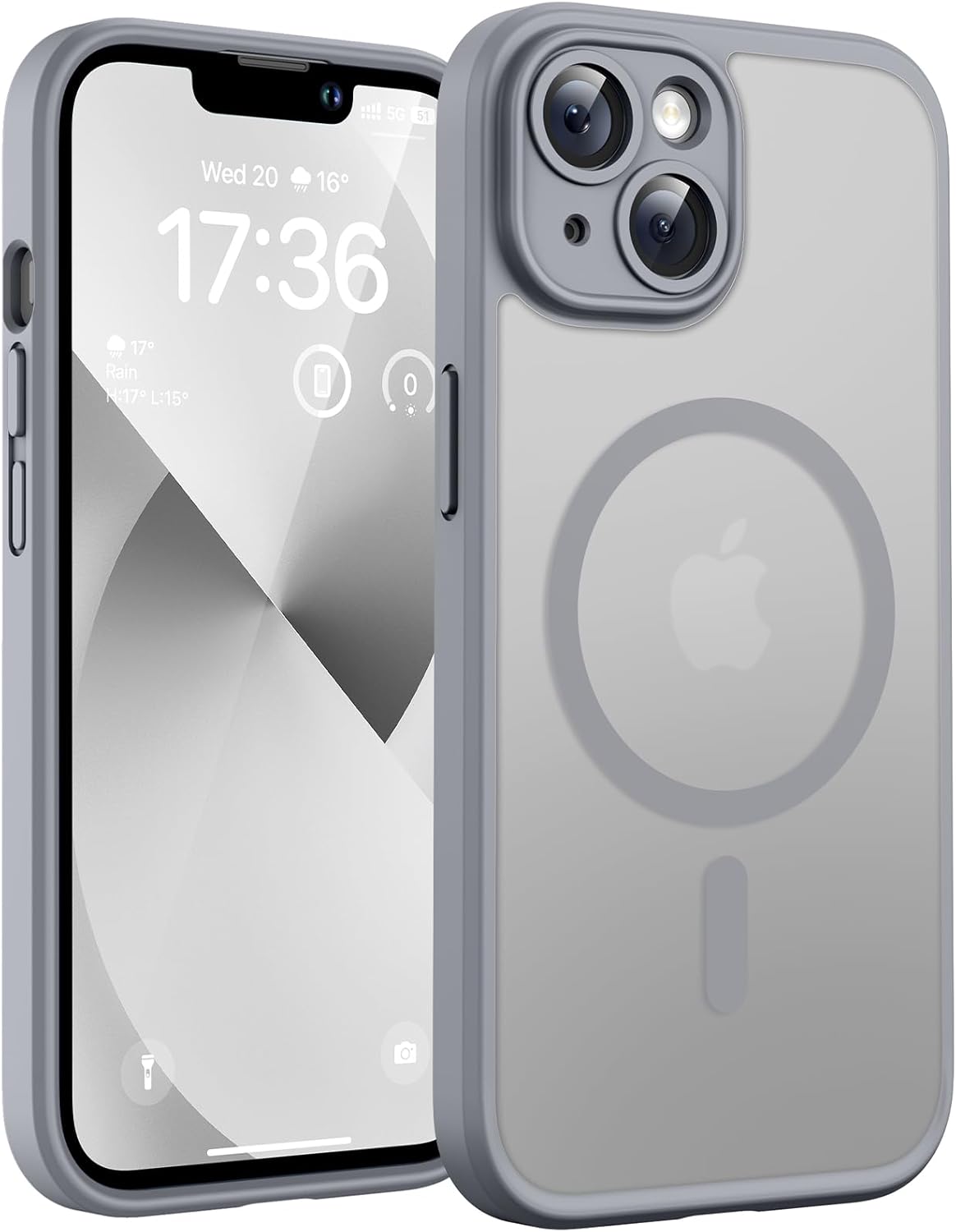 TOCOL Funda para iPhone 13 para MagSafe, protección completa de la cámara, anillo magnético integrado, resistente a los golpes, resistente a los arañazos, translúcido mate, funda para iPhone 13 de 6,1 - 1