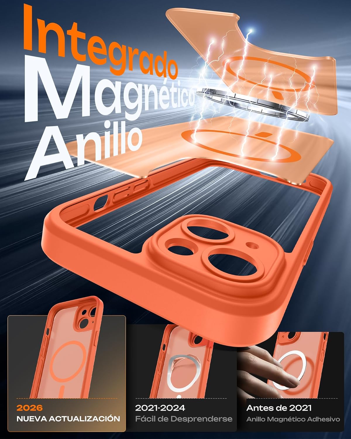 TOCOL Funda para iPhone 13 para MagSafe, protección completa de la cámara, anillo magnético integrado, resistente a los golpes, resistente a los arañazos, translúcido mate para iPhone 13 Case 6,1 - 3