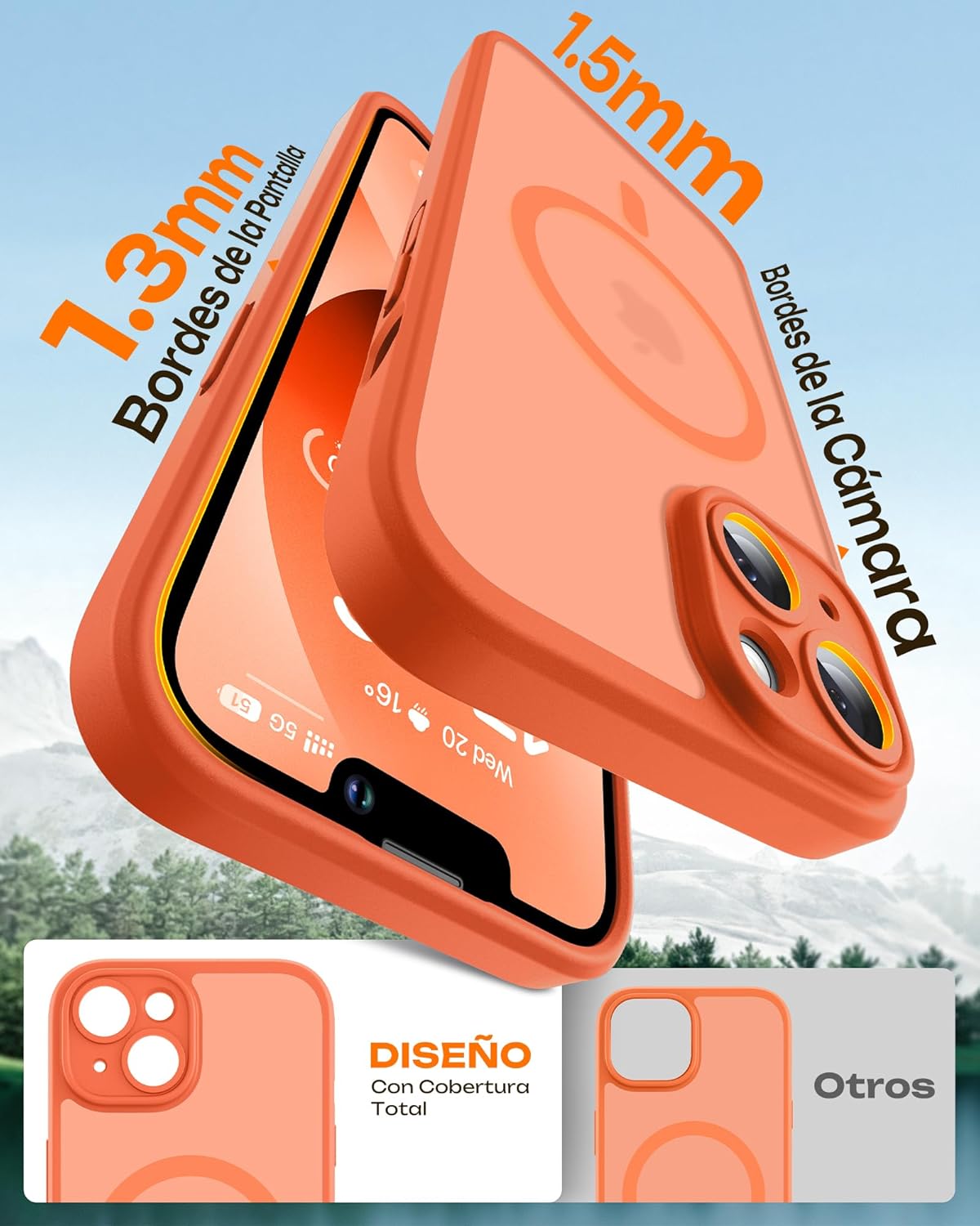 TOCOL Funda para iPhone 13 para MagSafe, protección completa de la cámara, anillo magnético integrado, resistente a los golpes, resistente a los arañazos, translúcido mate para iPhone 13 Case 6,1 - 6