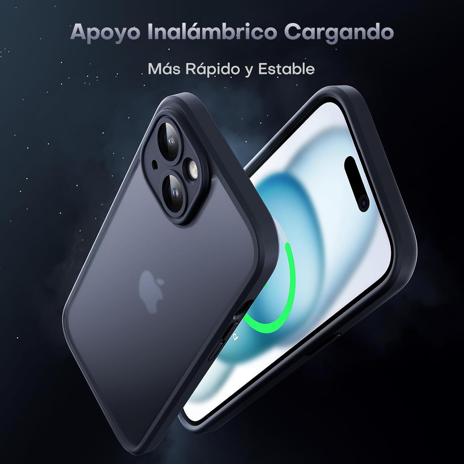TOCOL Funda para iPhone 15 6,1 Pulgadas [Protección Lente Cámara] [Protección Militar] Translúcida Mate Trasera, Negro - 3