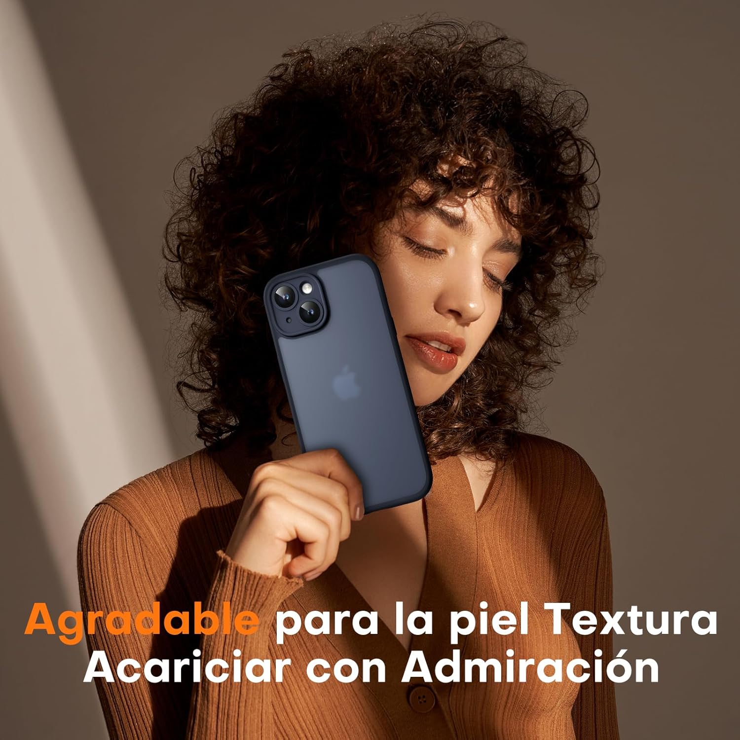 TOCOL Funda para iPhone 15 6,1 Pulgadas [Protección Lente Cámara] [Protección Militar] Translúcida Mate Trasera, Negro - 6