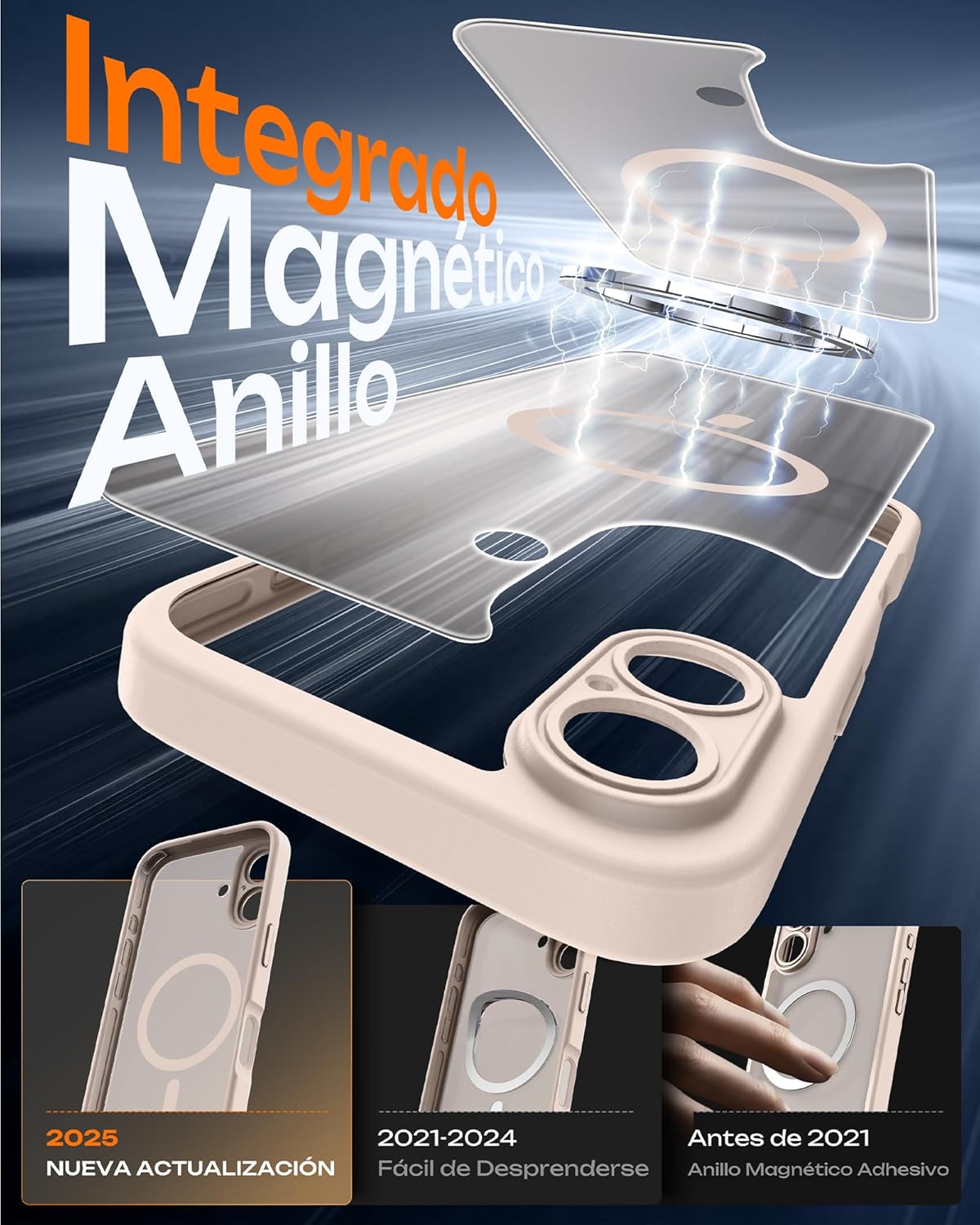 TOCOL Funda para iPhone 16, Funda Magnética para iPhone 16 6,1 Pulgadas [Protección Lente Cámara] [Protección Militar] Translúcida Mate Trasera, Desierto - 3