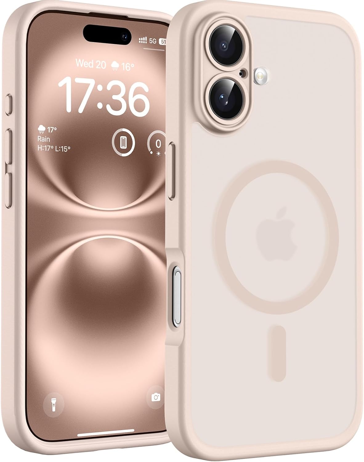 TOCOL Funda para iPhone 16, Funda Magnética para iPhone 16 6,1 Pulgadas [Protección Lente Cámara] [Protección Militar] Translúcida Mate Trasera, Desierto - 1
