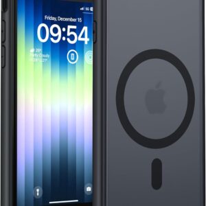 TOCOL Funda para iPhone SE 3/2 (2022/2020), iPhone 8/7 4.7 Pulgadas, Funda Magnética,Protección Lente Cámara, Protección Militar,Translúcida Mate Trasera, Titanio Negro