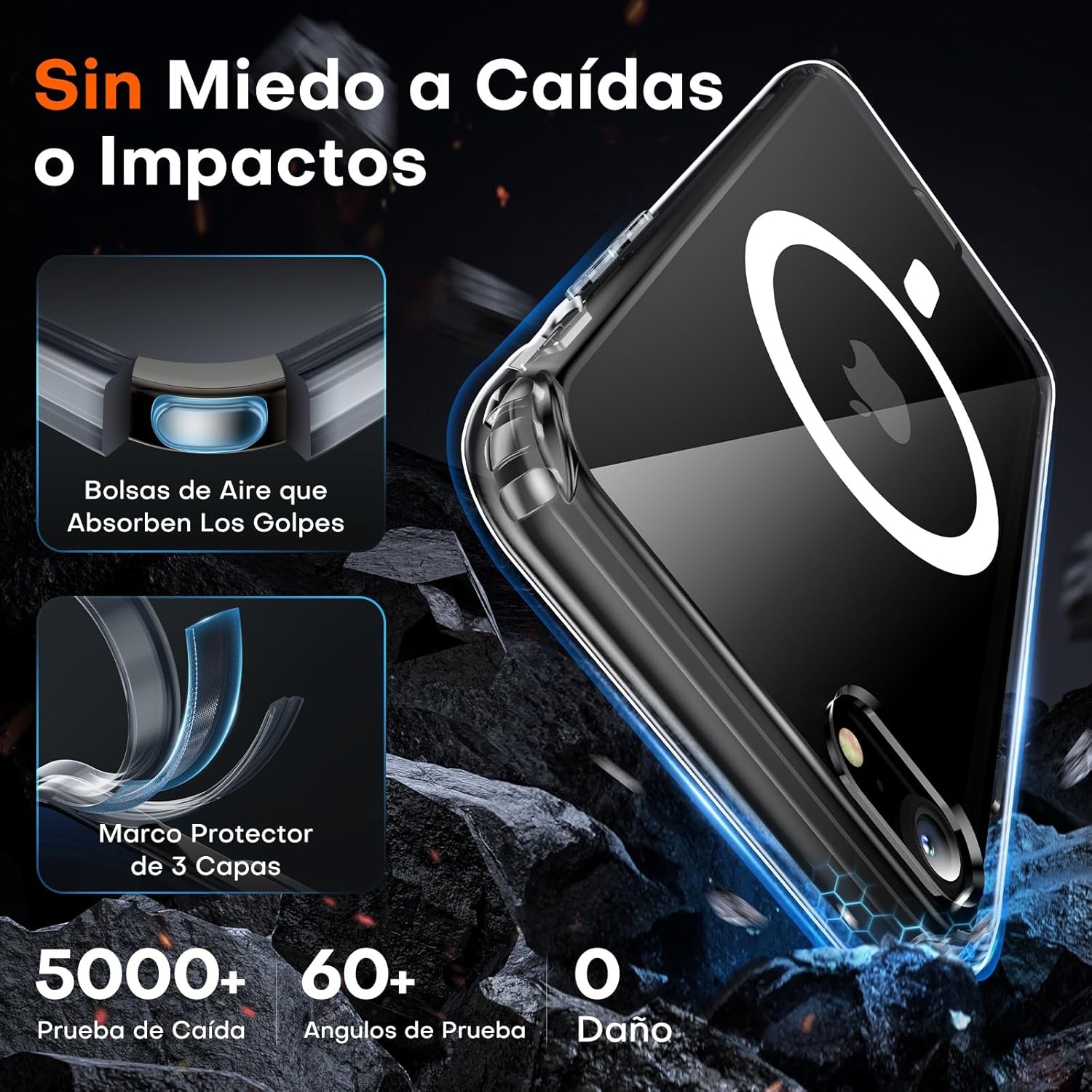TOCOL Funda para iPhone SE 3/2 (2022/2020), iPhone 8/7 4.7 Pulgadas, Funda Magnética,Protección Lente Cámara, Protección Militar,Translúcida Mate Trasera, Transparente - 4