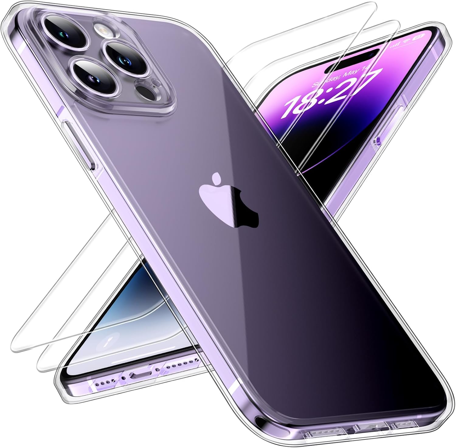 TOCOL Transparente Funda para iPhone 14 Pro Pro, [Compatible con MagSafe] [Nunca Amarilla] [Probado por Caídas de Grado Militar] HD Protectora Carcasa Anti-Choque Delgada 6,1 Pulgadas - Transparente - 1