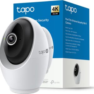 Tapo C260 - Cámara de vigilancia WiFi Interior, Seguridad doméstica, 4K 8MP 360°, detección AI, grabación Local/Nube, privacidad física, Zoom 18x, Seguimiento, Audio bidireccional, microSD