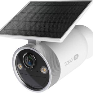 Tapo C465 - Cámara de Seguridad Exterior 4K con Panel Solar Integrado, Batería Recargable, IA de Detección Personas/Mascotas/Vehículos, Wi-Fi Doble Banda, IP65, Compatible Alexa/Google